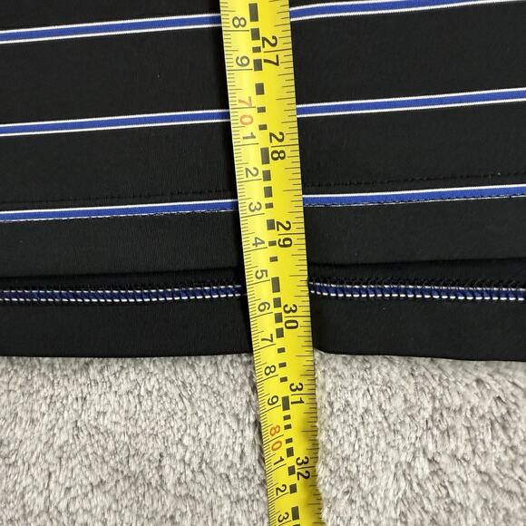 Peter Millar Summer Comfort Men M Golf Polo Shirt Black Blue Striped Performance - Picture 8 of 8
